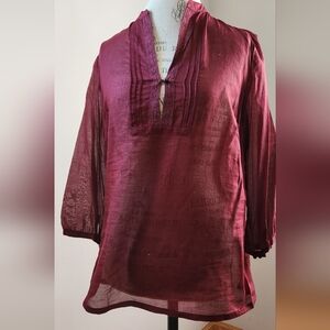 BANANA REPUBLIC lightweight cotton burgundy color blouse/tunic size M